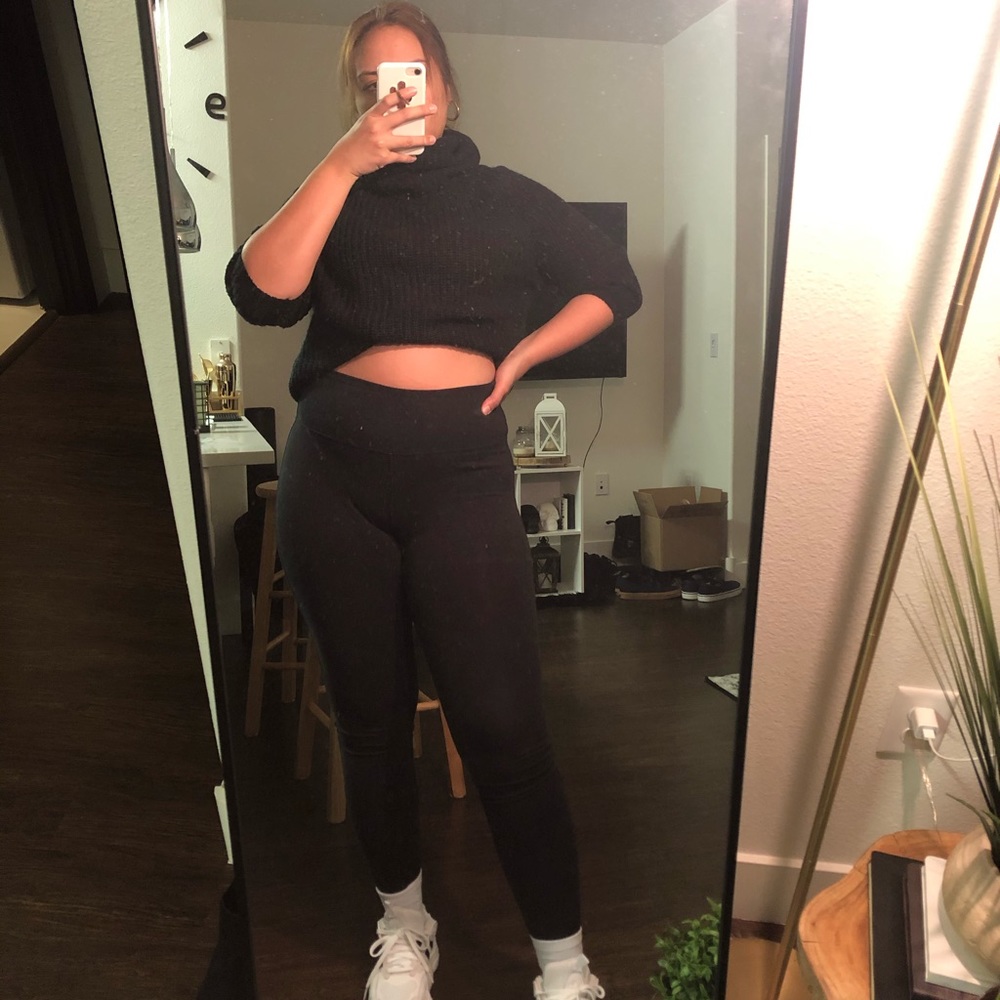 Black knit turtleneck cropped sweater BOGO 50% off